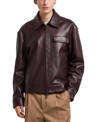 Leather Zip Front Jacket by EMPORIO ARMANI