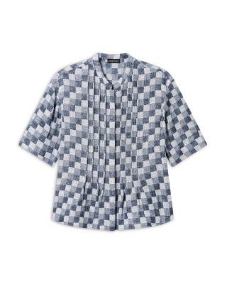 Linen Gauze Checkered Shirt by EMPORIO ARMANI