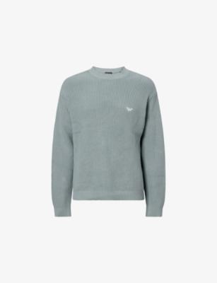 Logo-Embroidered Crewneck Cotton Jumper by EMPORIO ARMANI