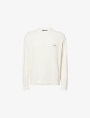 Logo-Embroidered Crewneck Knitted Cotton Jumper by EMPORIO ARMANI