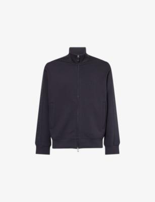 Logo-Trim Zip-Up Cotton-Jersey Sweat Top by EMPORIO ARMANI