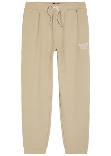 Logo-appliquéd piqué cotton-blend sweatpants by EMPORIO ARMANI
