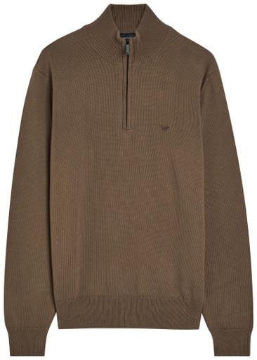 Logo-embroidered cotton-knit jumper by EMPORIO ARMANI