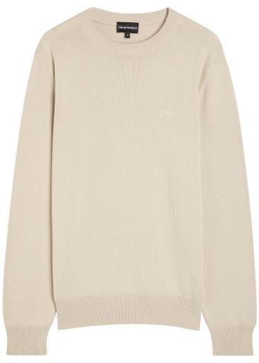 Logo-embroidered cotton-knit jumper by EMPORIO ARMANI