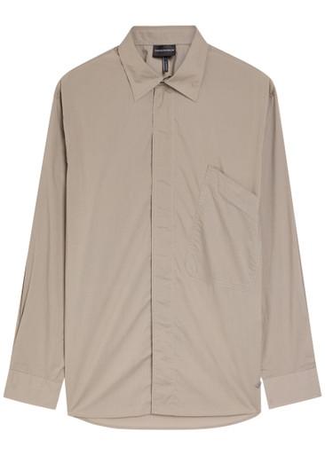 Logo-embroidered cotton-poplin shirt by EMPORIO ARMANI