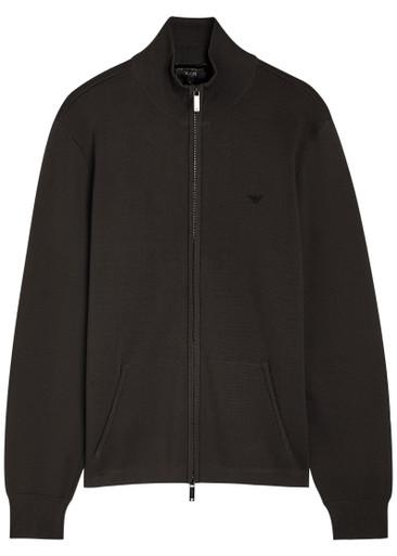 Logo-embroidered fine-knit jumper by EMPORIO ARMANI