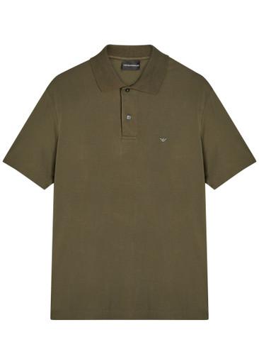 Logo-embroidered jersey polo shirt by EMPORIO ARMANI