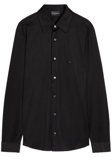 Logo-embroidered jersey shirt by EMPORIO ARMANI
