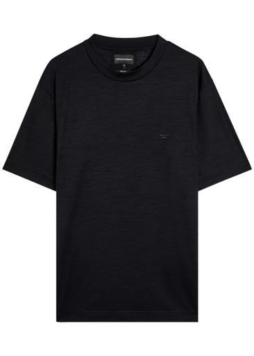 Logo-embroidered wool T-shirt by EMPORIO ARMANI