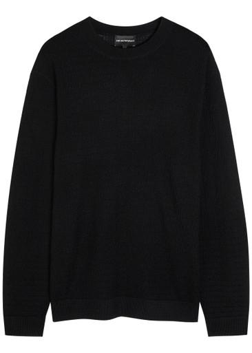 Logo-weave fine-knit wool jumper by EMPORIO ARMANI
