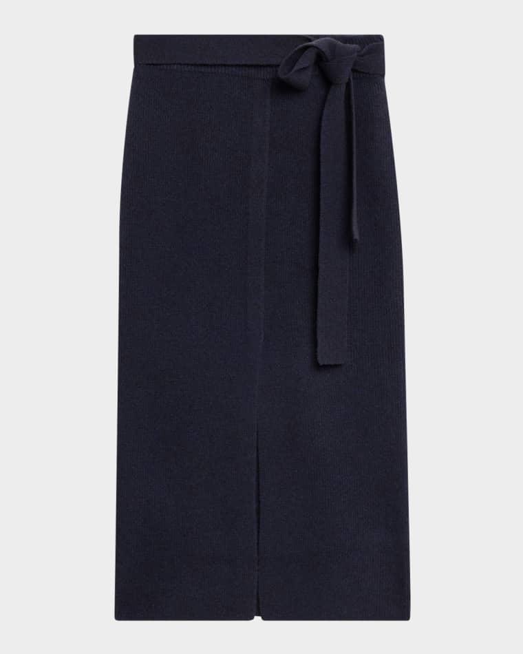 Long Wool Belted Midi Skirt by EMPORIO ARMANI
