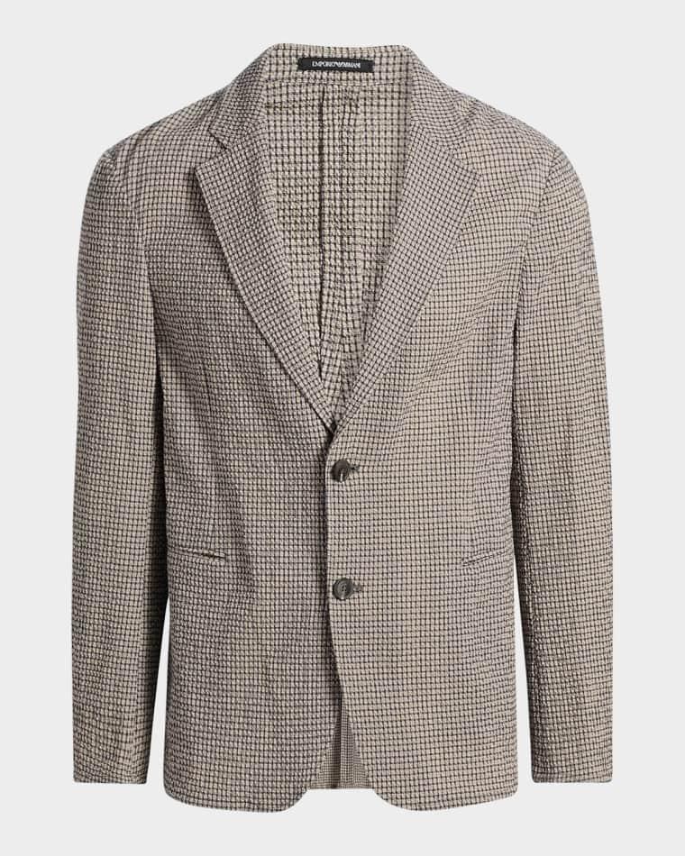 Men's Check Seersucker Micro-Check Blazer by EMPORIO ARMANI