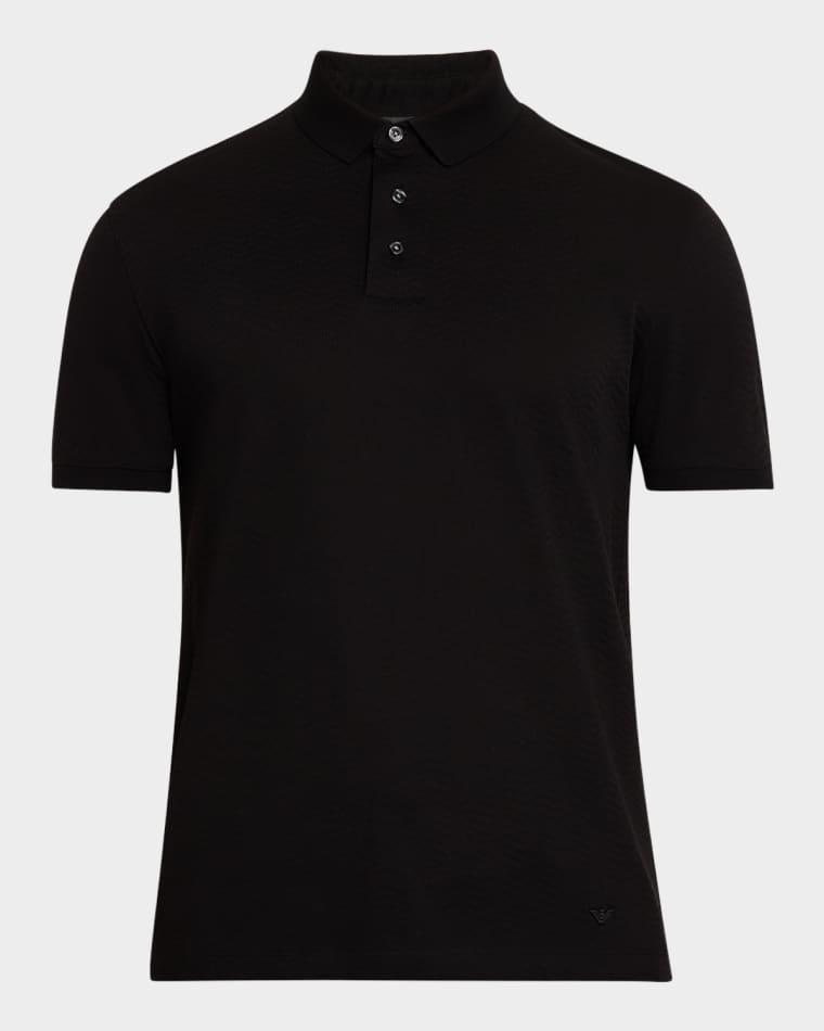 Men's Cotton Tonal Wave Polo Shirt by EMPORIO ARMANI
