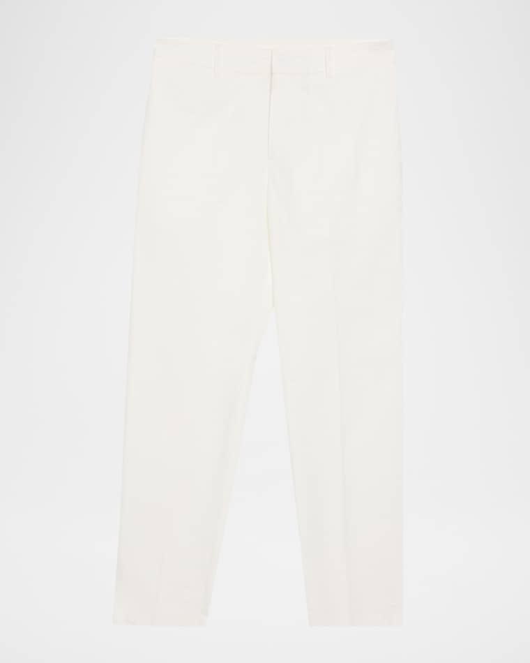 Men's Cotton and Silk Flat Front Trousers by EMPORIO ARMANI