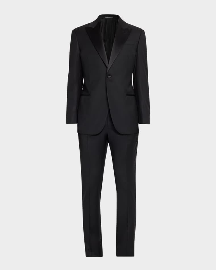 Men's G Line Jacquard Wool Satin-Trim Two-Piece Suit by EMPORIO ARMANI