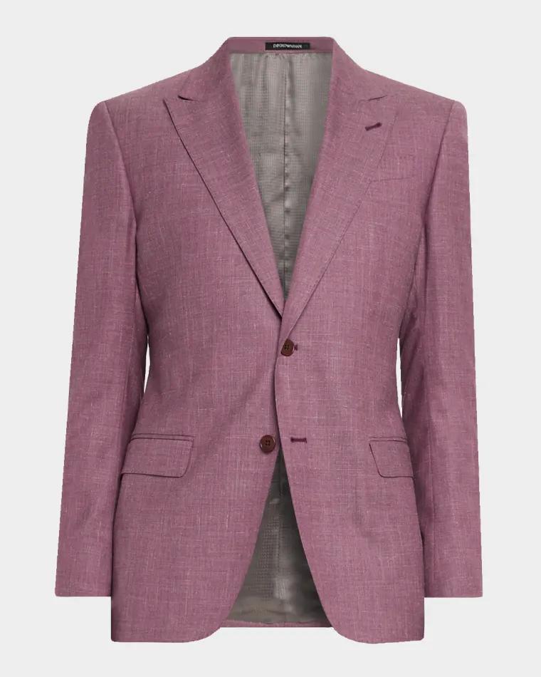 Men's G Line Sharkskin Wool, Silk and Linen Two-Piece Suit by EMPORIO ARMANI