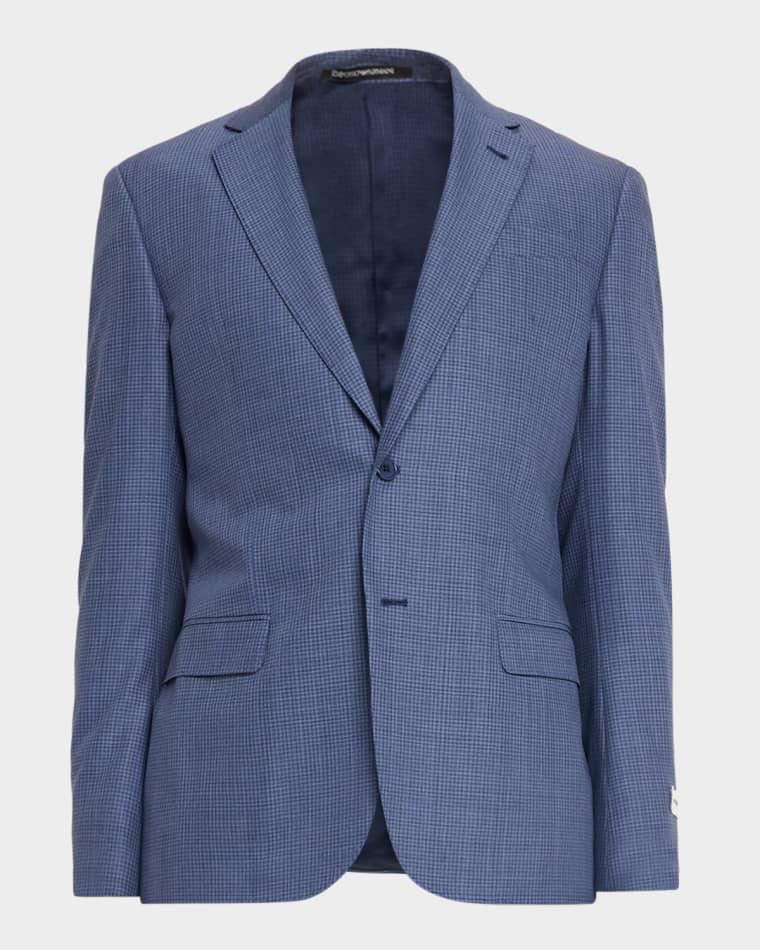 Men's G Line Wool Super 130s Micro-Check Two-Piece Suit by EMPORIO ARMANI