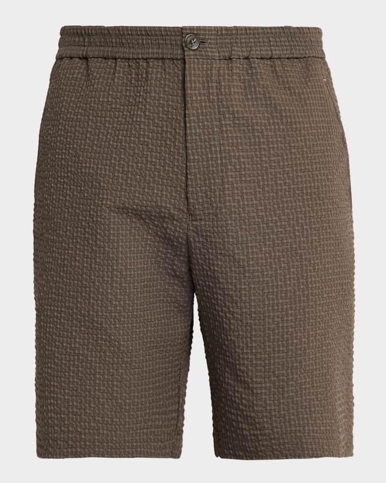 Men's Geometric Textured Flat-Front Shorts by EMPORIO ARMANI