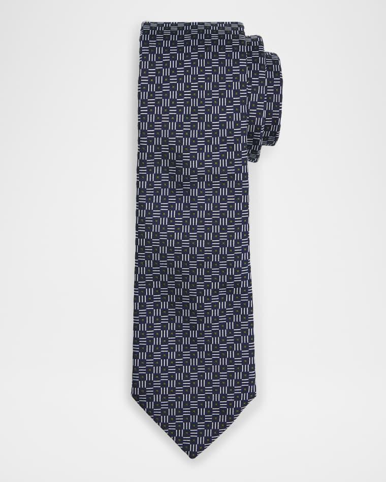 Men's Micro-Geometric Square Silk Tie by EMPORIO ARMANI