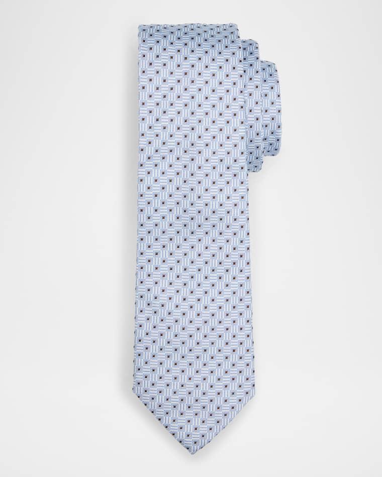 Men's Micro-Geometric Square Silk Tie by EMPORIO ARMANI