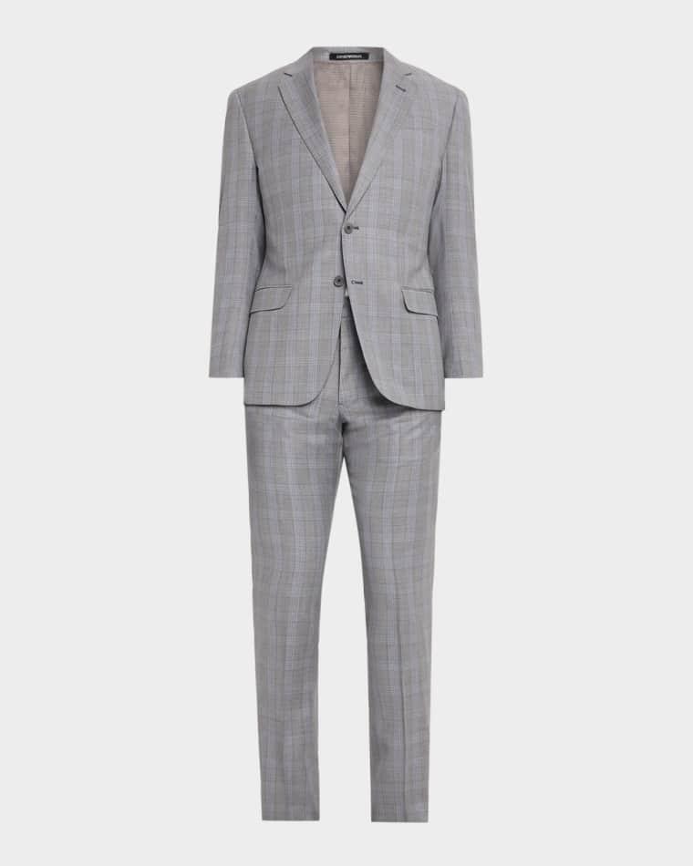 Men's Plaid G Line Wool Two-Piece Suit by EMPORIO ARMANI