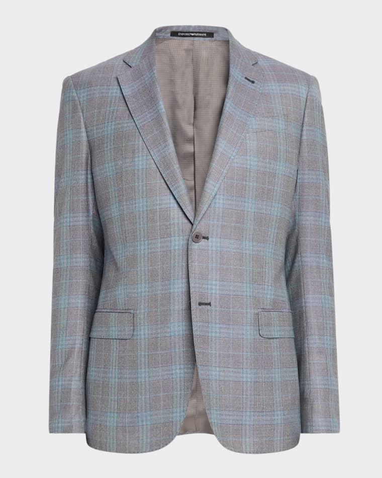 Men's Plaid Wool G Line Sport Coat by EMPORIO ARMANI