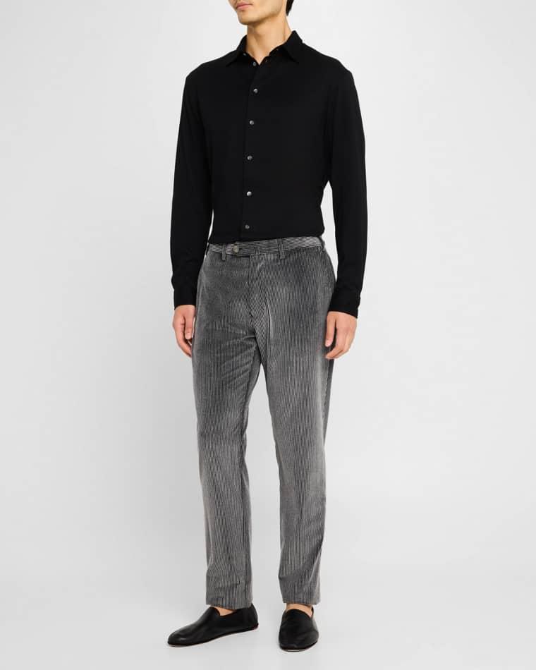 Men's Printed Corduroy Flat-Front Pants by EMPORIO ARMANI