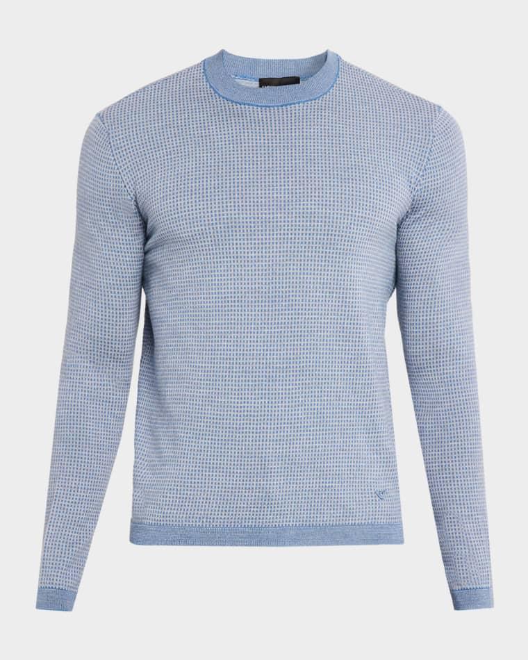 Men's Wool Geometric Check Crewneck Sweater by EMPORIO ARMANI