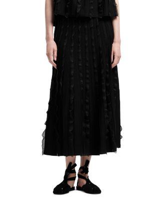 Midi A Line Skirt with Vertical Ruffle Detail by EMPORIO ARMANI