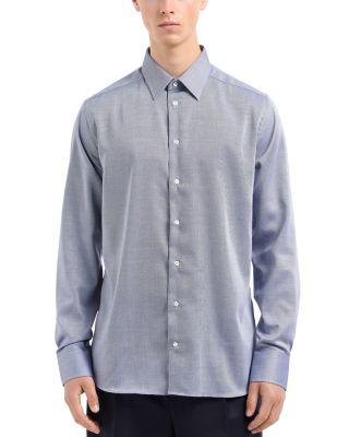 New York Regular Fit Micro Jacquard Motif Dress Shirt by EMPORIO ARMANI