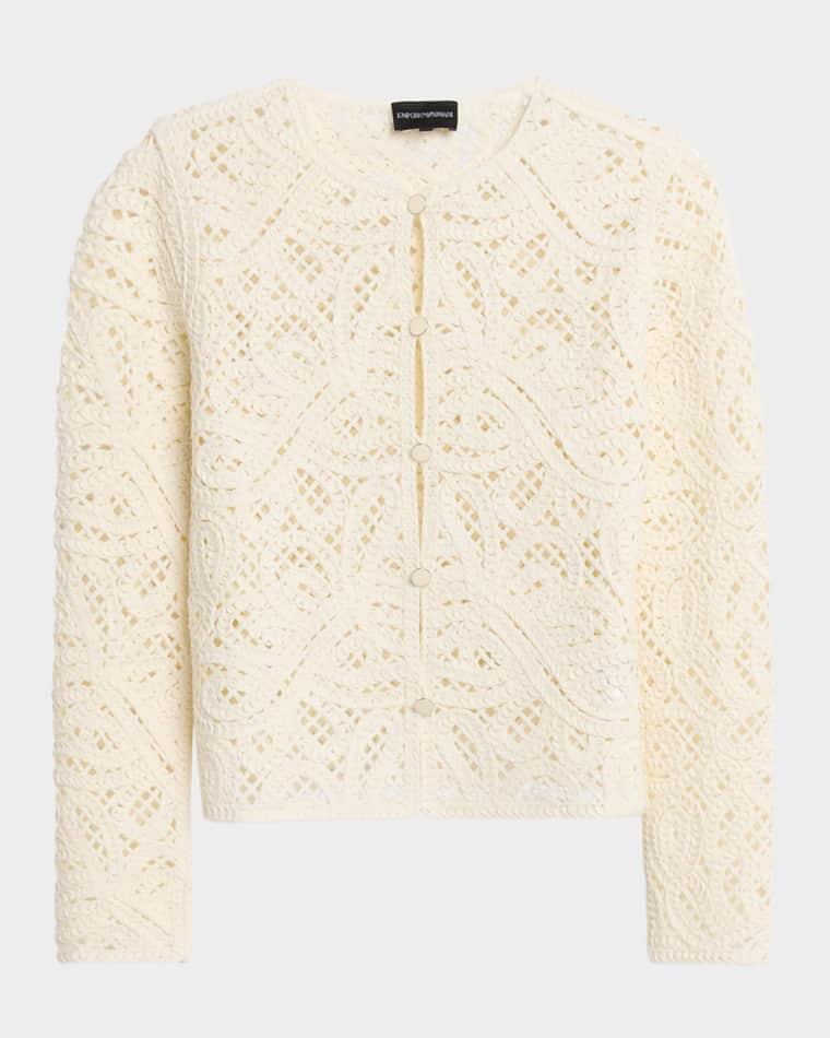 Open-Stitch Knit Cardigan by EMPORIO ARMANI