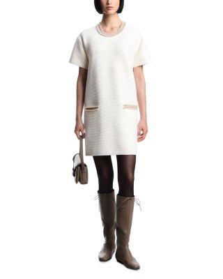 Ottoman Stitch Knit Dress with Fringe Details by EMPORIO ARMANI