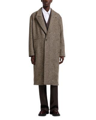 Oversized Tweed Chevron Coat by EMPORIO ARMANI