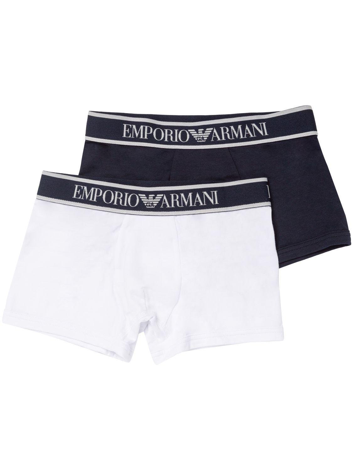 Pack Of 2 Logo Tape Cotton Boxer Briefs by EMPORIO ARMANI