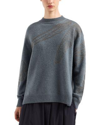 Plain Knit Embroidered Dragonfly Pullover Crewneck Sweater by EMPORIO ARMANI