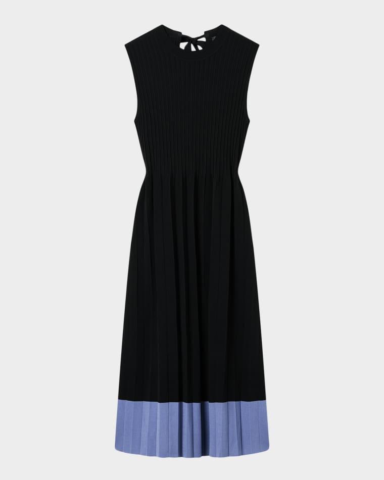 Pleated Contrast-Hem Knit Midi Dress by EMPORIO ARMANI