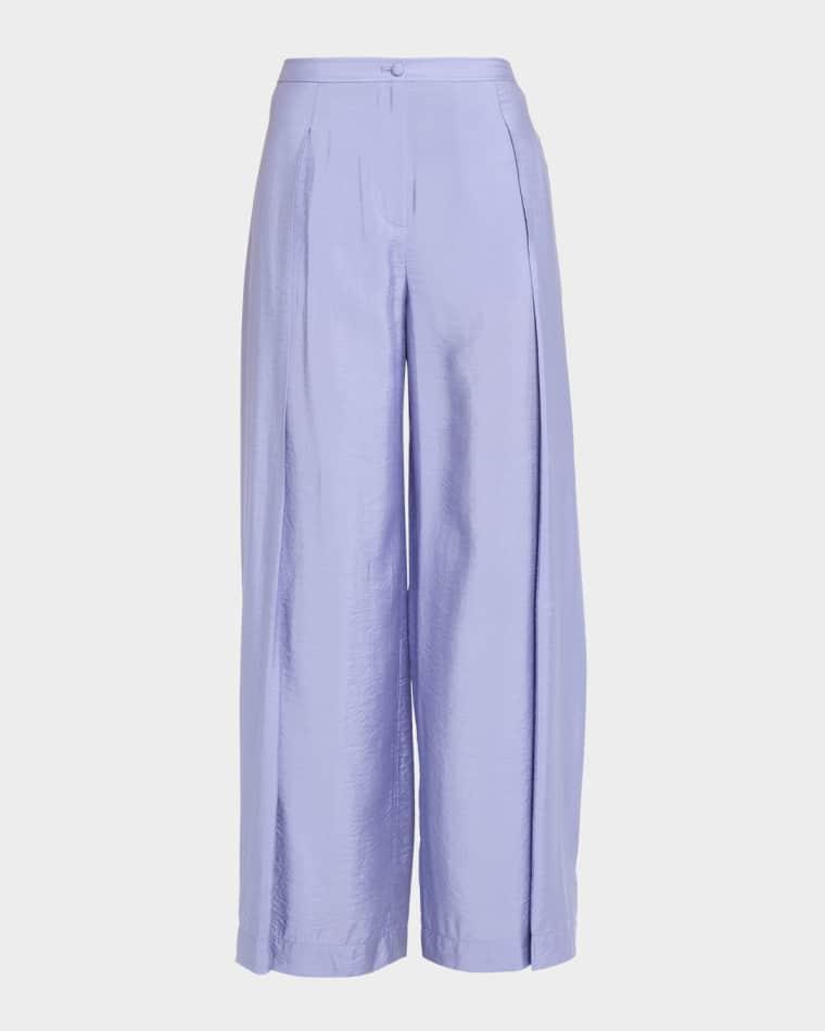 Pleated Wide-Leg Viscose Trousers by EMPORIO ARMANI