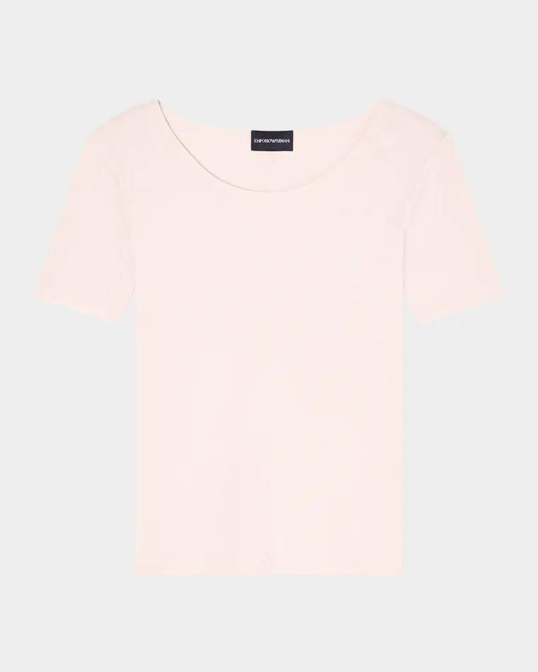 Pointelle Scoop-Neck Tee by EMPORIO ARMANI