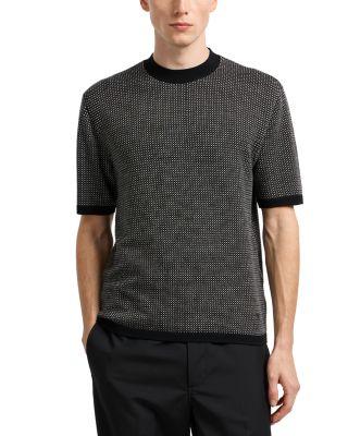 Regular Fit Geometric Jacquard Short Sleeve Sweater by EMPORIO ARMANI