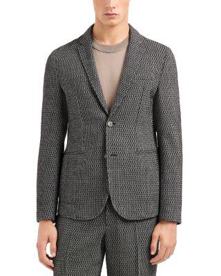 Regular Fit Knit Pattern Single Breasted Blazer by EMPORIO ARMANI