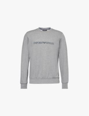 Relaxed-fit crewneck cotton-blend stretch-jersey sweatshirt by EMPORIO ARMANI