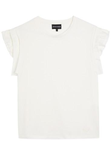 Ruffled cotton T-shirt by EMPORIO ARMANI