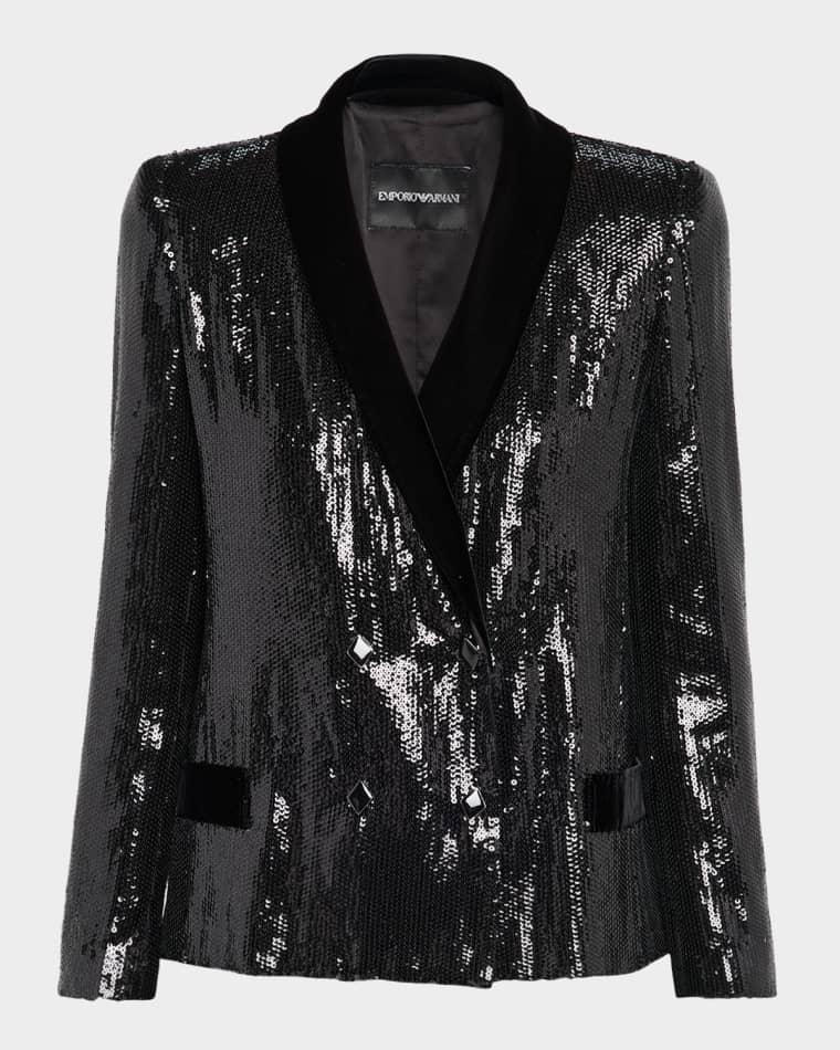 Sequined Double-Breasted Blazer by EMPORIO ARMANI