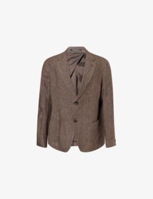 Single-Breasted Two-Button Linen Blazer by EMPORIO ARMANI