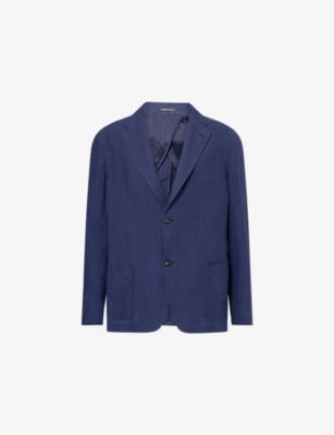 Single-Breasted Two-Button Linen Blazer by EMPORIO ARMANI
