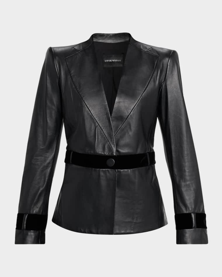 Single-Button Leather Jacket by EMPORIO ARMANI