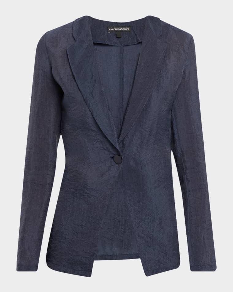 Single-Button Technical Crepon Shirt Jacket by EMPORIO ARMANI