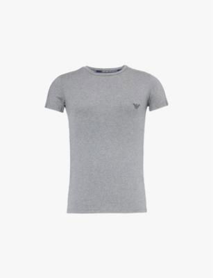 Slim-fit ribbed-trim stretch-cotton jersey T-shirt by EMPORIO ARMANI