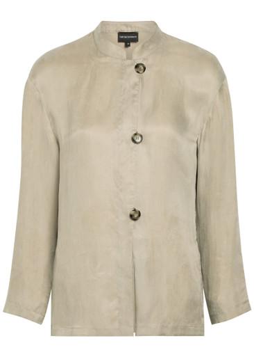 Stand-collar lyocell shirt by EMPORIO ARMANI
