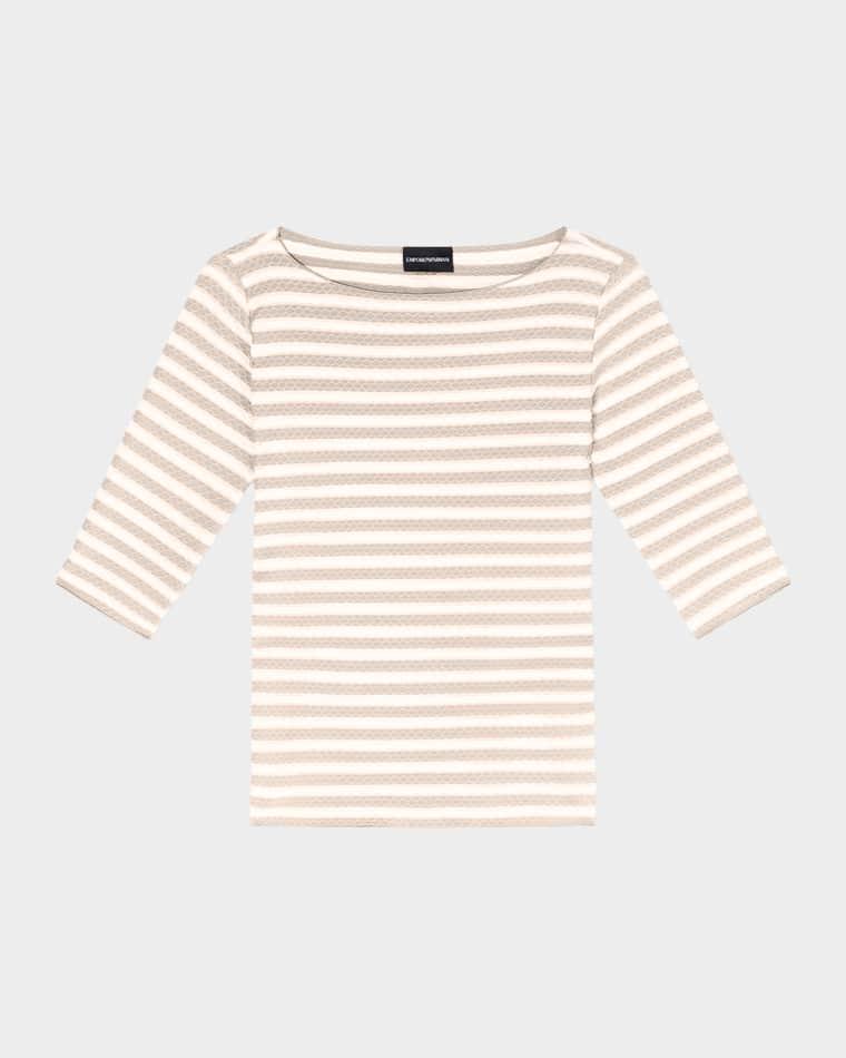 Stripe Elbow-Sleeve Jersey Tee by EMPORIO ARMANI